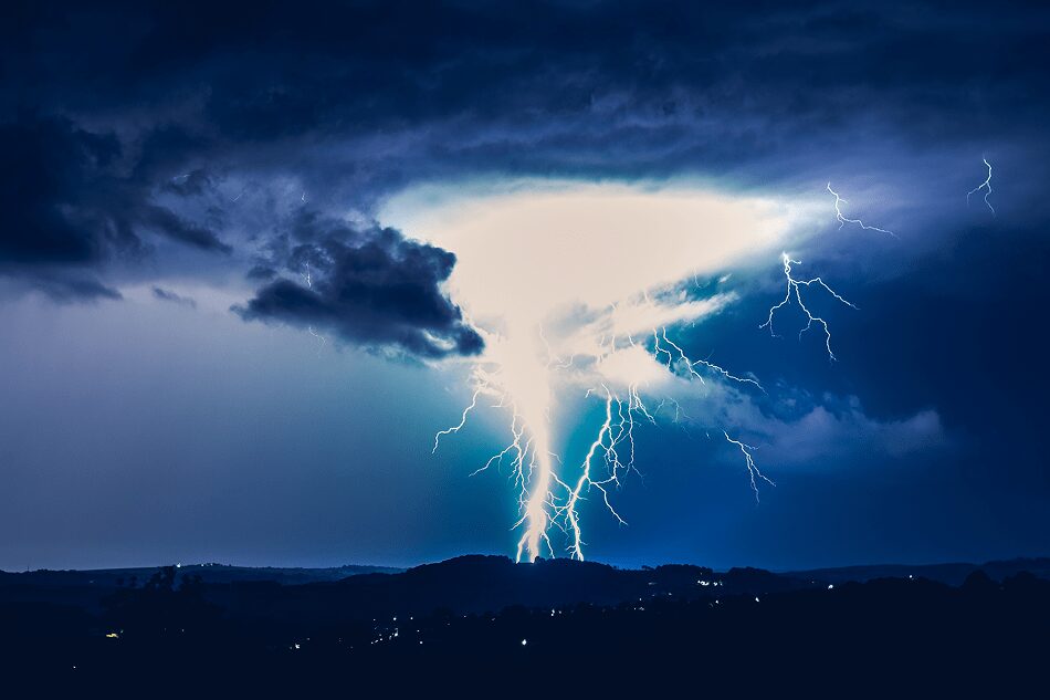 lightning striking